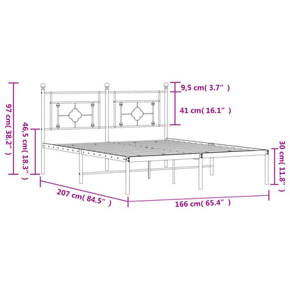 Metal Bed Frame without Mattress with Headboard White 160x200cm