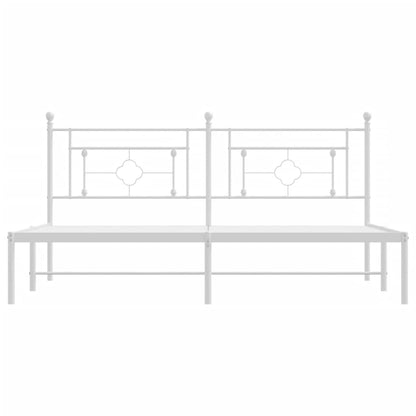 Metal Bed Frame without Mattress with Headboard White 180x200cm