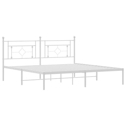 Metal Bed Frame without Mattress with Headboard White 183x213cm