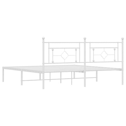Metal Bed Frame without Mattress with Headboard White 183x213cm