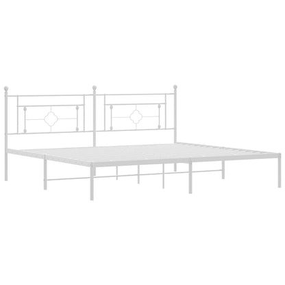 Metal Bed Frame without Mattress with Headboard White 193x203cm