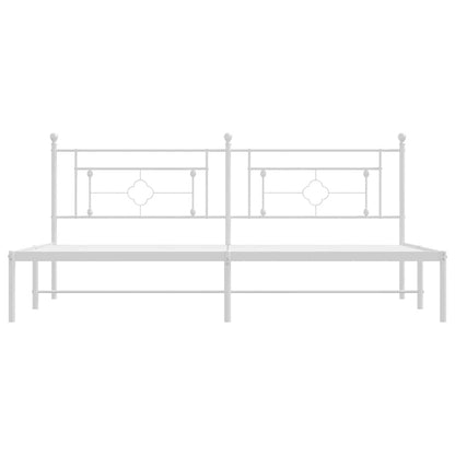 Metal Bed Frame without Mattress with Headboard White 193x203cm