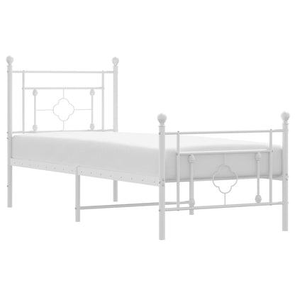 Metal Bed Frame without Mattress with Footboard White 80x200cm