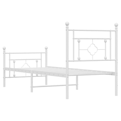 Metal Bed Frame without Mattress with Footboard White 80x200cm