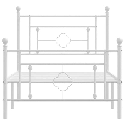 Metal Bed Frame without Mattress with Footboard White 100x200cm