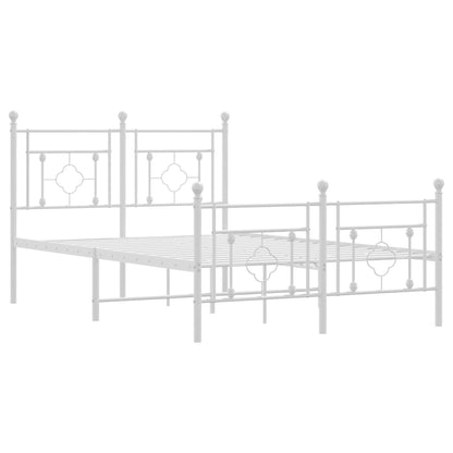 Metal Bed Frame without Mattress with Footboard White 120x200cm