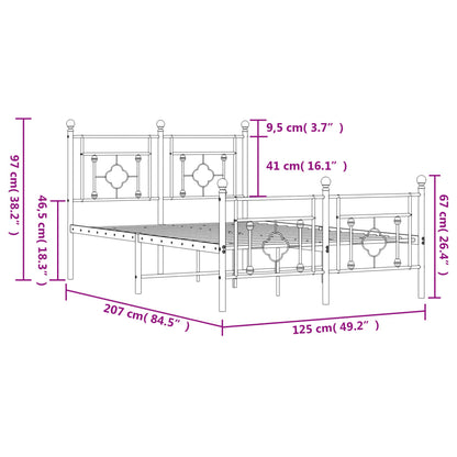 Metal Bed Frame without Mattress with Footboard White 120x200cm