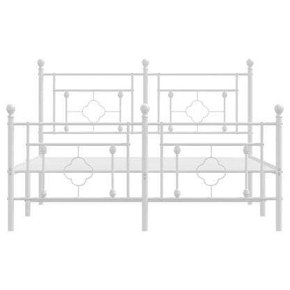 Metal Bed Frame without Mattress with Footboard White 140x190cm