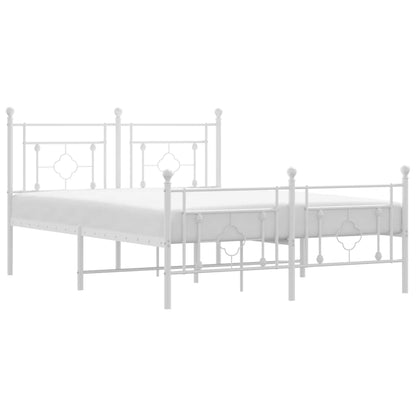 Metal Bed Frame without Mattress with Footboard White 140x200cm