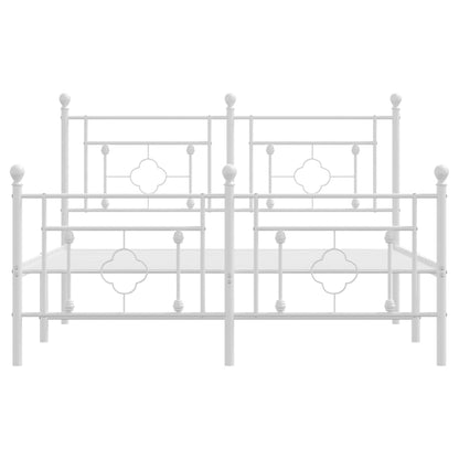 Metal Bed Frame without Mattress with Footboard White 140x200cm