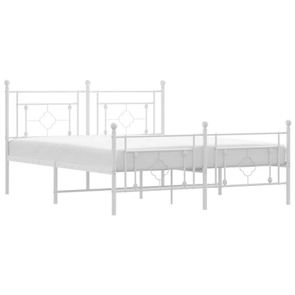 Metal Bed Frame without Mattress with Footboard White 150x200cm