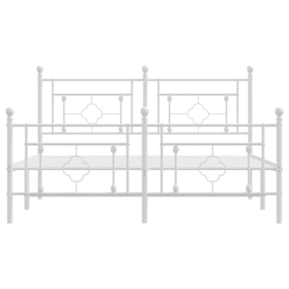 Metal Bed Frame without Mattress with Footboard White 150x200cm