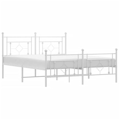 Metal Bed Frame without Mattress with Footboard White 160x200cm