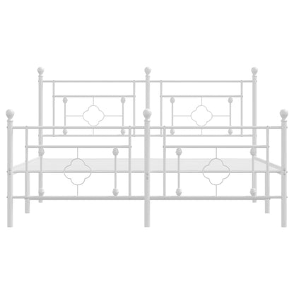 Metal Bed Frame without Mattress with Footboard White 160x200cm