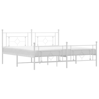 Metal Bed Frame without Mattress with Footboard White 180x200cm