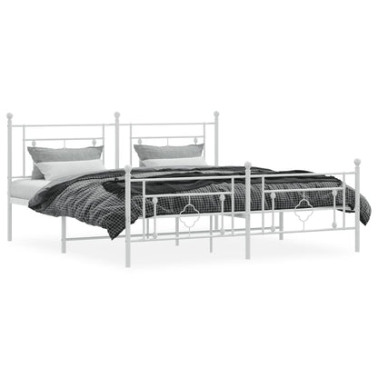 Metal Bed Frame without Mattress with Footboard White 180x200cm