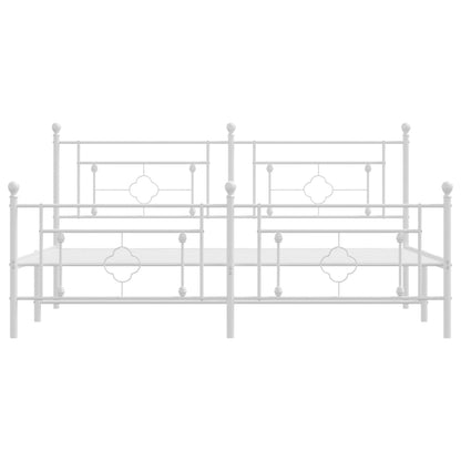 Metal Bed Frame without Mattress with Footboard White 180x200cm