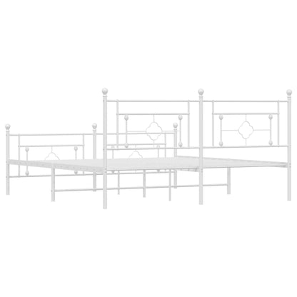 Metal Bed Frame without Mattress with Footboard White 180x200cm