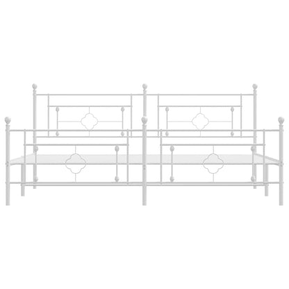 Metal Bed Frame without Mattress with Footboard White 193x203cm