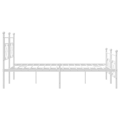 Metal Bed Frame without Mattress with Footboard White 193x203cm