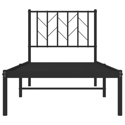 Metal Bed Frame without Mattress with Headboard Black 75x190cm