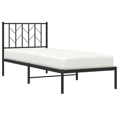 Metal Bed Frame without Mattress with Headboard Black 80x200cm