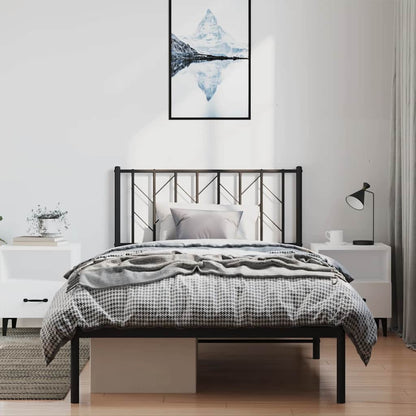 Metal Bed Frame without Mattress with Headboard Black 100x200cm