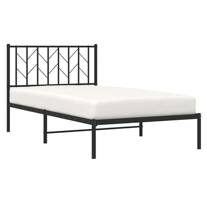 Metal Bed Frame without Mattress with Headboard Black 100x200cm