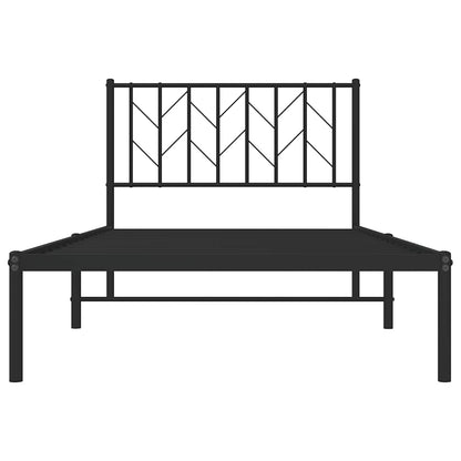 Metal Bed Frame without Mattress with Headboard Black 100x200cm