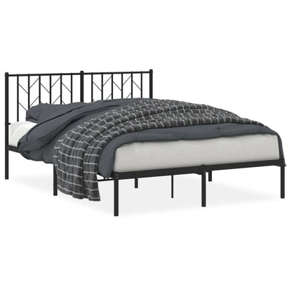 Metal Bed Frame without Mattress with Headboard Black 140x190cm