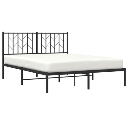 Metal Bed Frame without Mattress with Headboard Black 140x190cm