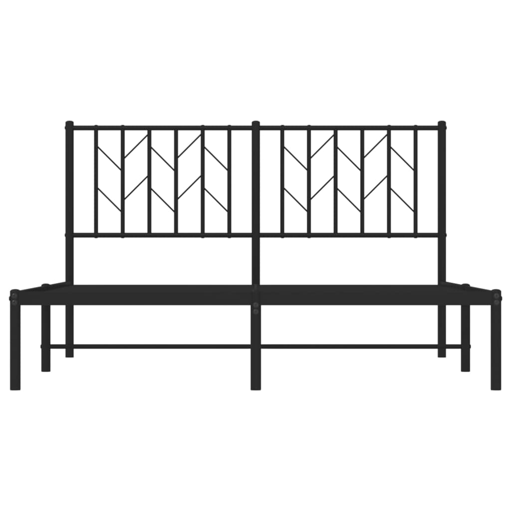 Metal Bed Frame without Mattress with Headboard Black 140x190cm