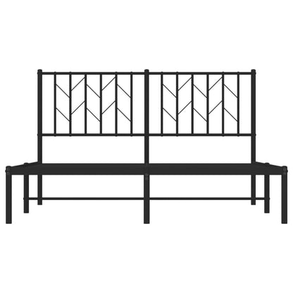Metal Bed Frame without Mattress with Headboard Black 140x190cm