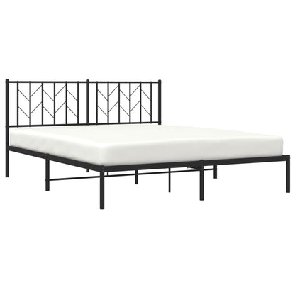 Metal Bed Frame without Mattress with Headboard Black 160x200cm