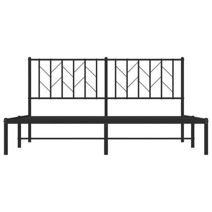 Metal Bed Frame without Mattress with Headboard Black 160x200cm