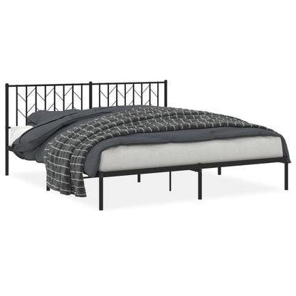 Metal Bed Frame without Mattress with Headboard Black 180x200cm