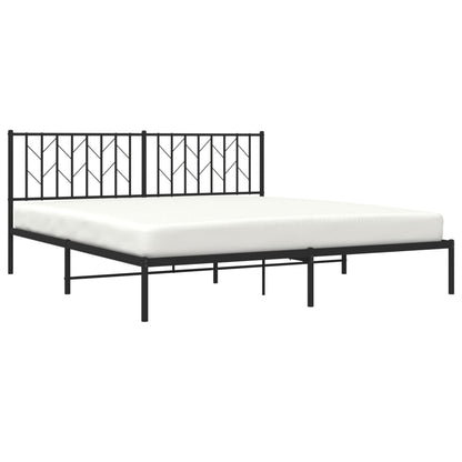 Metal Bed Frame without Mattress with Headboard Black 180x200cm