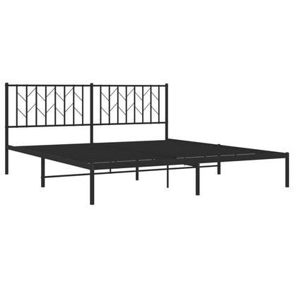 Metal Bed Frame without Mattress with Headboard Black 180x200cm