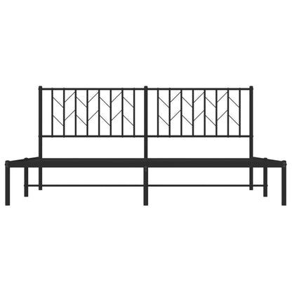 Metal Bed Frame without Mattress with Headboard Black 180x200cm