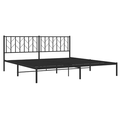 Metal Bed Frame without Mattress with Headboard Black 193x203cm