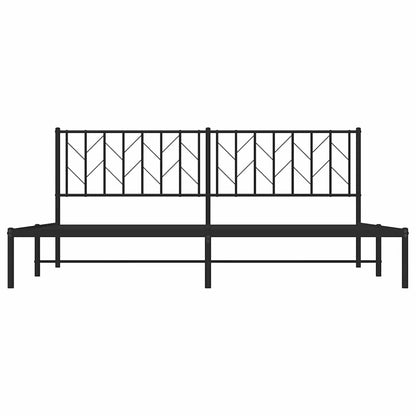 Metal Bed Frame without Mattress with Headboard Black 193x203cm