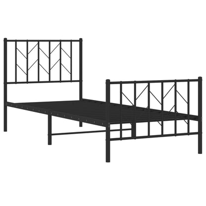 Metal Bed Frame without Mattress with Footboard Black 80x200cm