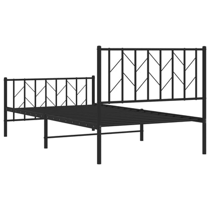 Metal Bed Frame without Mattress with Footboard Black 100x190cm
