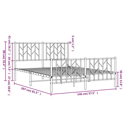 Metal Bed Frame without Mattress with Footboard Black 140x200cm