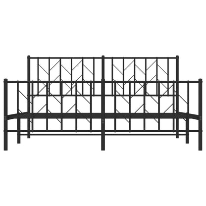 Metal Bed Frame without Mattress with Footboard Black 160x200cm