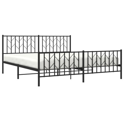 Metal Bed Frame without Mattress with Footboard Black 180x200cm