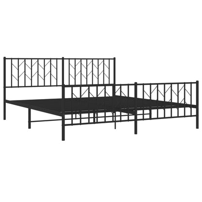 Metal Bed Frame without Mattress with Footboard Black 180x200cm