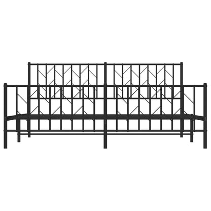 Metal Bed Frame without Mattress with Footboard Black 180x200cm