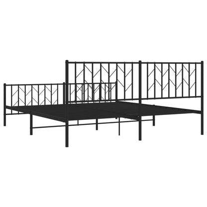 Metal Bed Frame without Mattress with Footboard Black 180x200cm