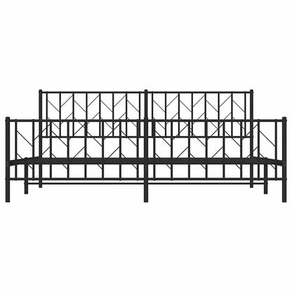 Metal Bed Frame without Mattress with Footboard Black 193x203cm